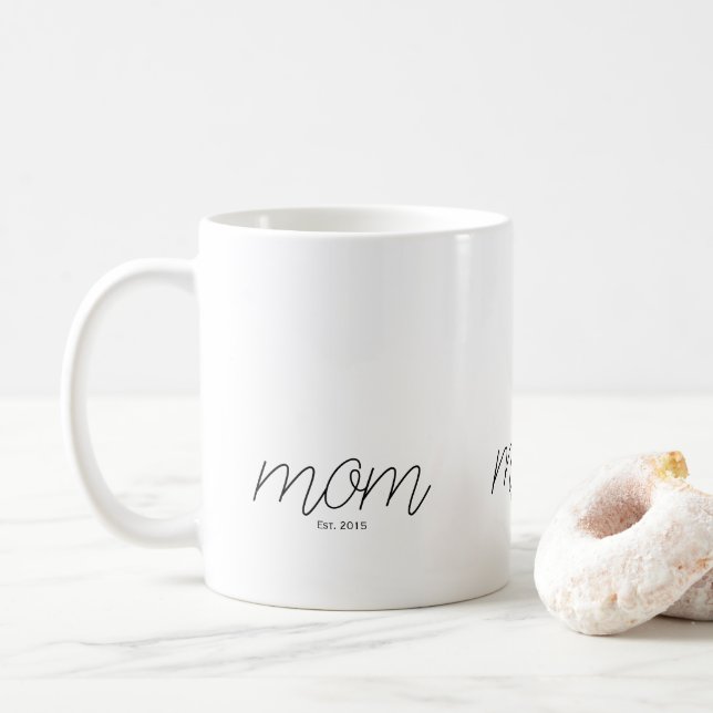 Taza De Café Mamá establecida con escritura negra  (Con donut)