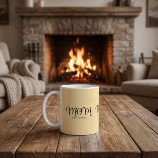 Taza De Café Mamá Establecida Regalo de Nueva Mamá Letra Negra