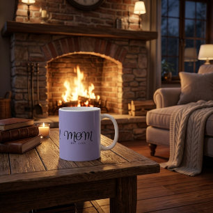 Taza De Café Mamá Establecida Regalo de Nueva Mamá Letra Negra