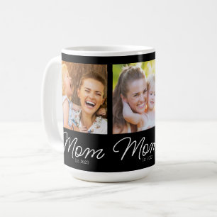 Taza De Café Mamá Estableció 3 Fotos Script Negro