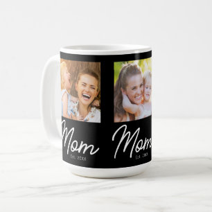 Taza De Café Mamá Estableció 3 Fotos Script Negro