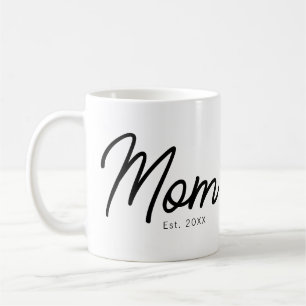 Taza De Café Mamá Estableció Escritura Minimalista Elegante