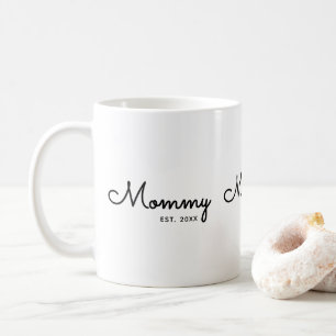 Taza De Café Mamá Estableció Escritura Negra Mínima