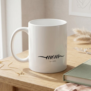 Taza De Café Mamá Estableció Escritura Personalizada Año Madre 