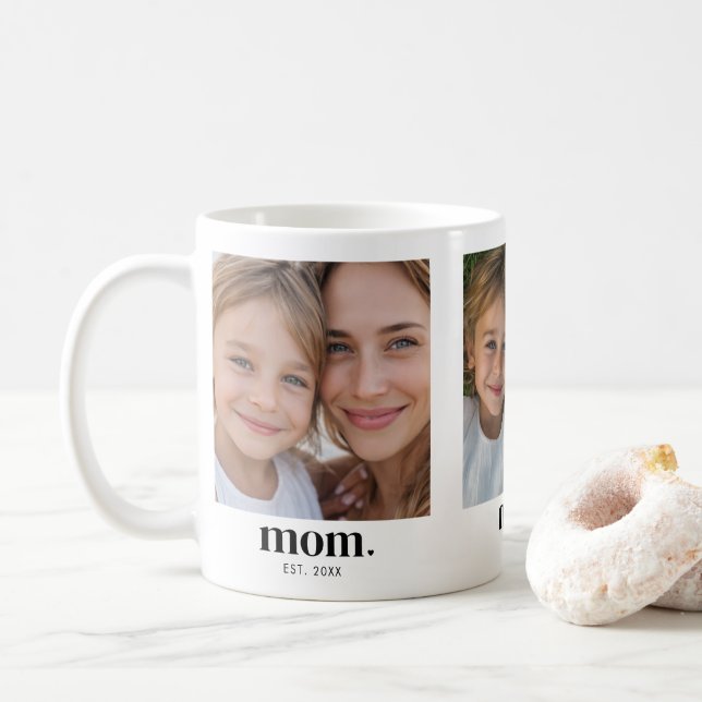 Taza De Café Mamá Estableció Moderno Negro 3 Foto (Con donut)