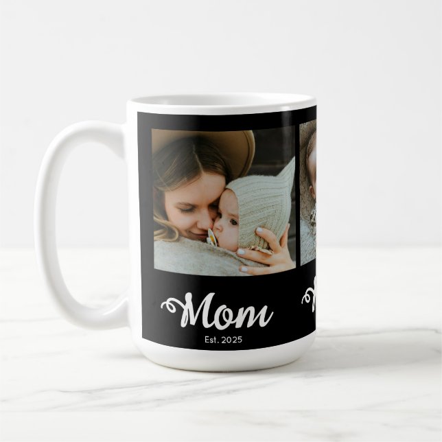 Taza De Café Mamá Estableció Moderno Script Negrita Negro 3 Fot (Izquierda)
