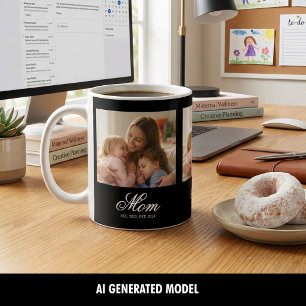 Taza De Café Mamá Estableció Tres Fotos Historia de Maternidad