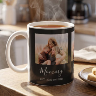 Taza De Café Mamá Estableció un Elegante Guión de Foto en Negro