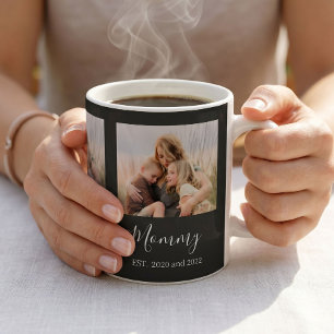 Taza De Café Mamá Estableció un Elegante Guión de Foto en Negro