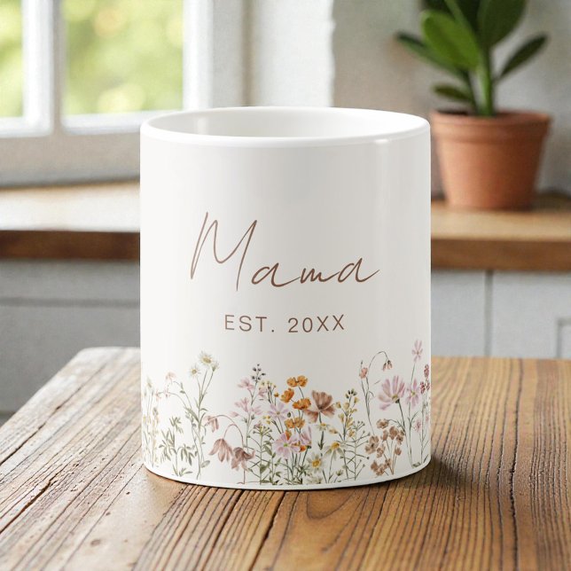Taza De Café Mama Established Wildflower Boho Baby Shower (Subido por el creador)