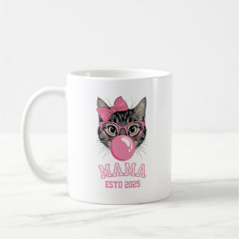 Taza De Café Mama Estd 2025 Gato Lindo Año Personalizado