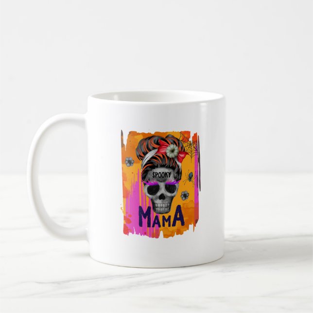 Taza De Café Mamá fantasmal - Messy Bun Skull (Izquierda)