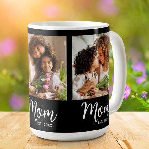 Taza De Café Mamá Fecha establecida 3 Foto Escritura Blanca sob