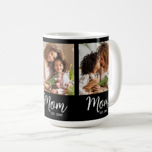 Taza De Café Mamá Fecha establecida 3 Foto Escritura Blanca sob