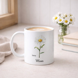 Taza De Café Mamá Flor de nacimiento de Abril Margarita