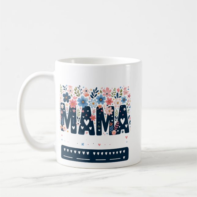 Taza De Café Mama Floral Heart – Boho Chic Mom Design (Izquierda)
