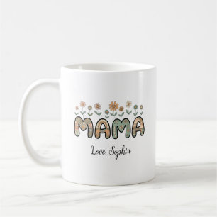 Taza De Café Mama, Flores Día de la Madre Nombre Personalizado