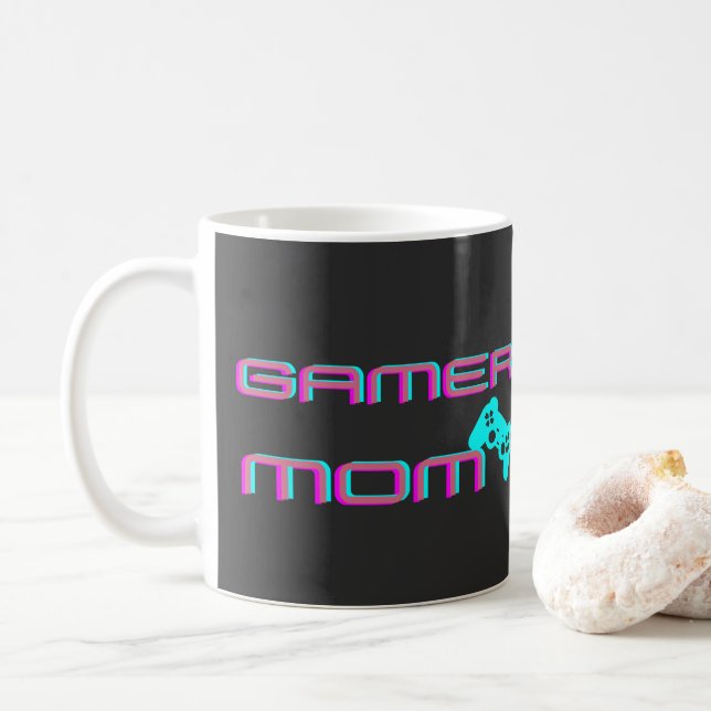 Taza De Café Mamá Gamer Retro Neon (Con donut)