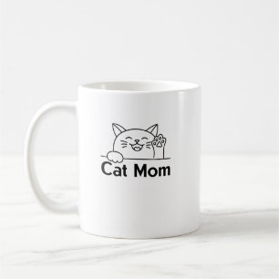 Taza De Café Mamá gata blanca linda Simple divertido para mujer