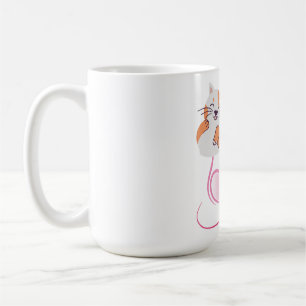 Taza De Café Mamá Gata Caprichosa Corazones Rosados y Floral de