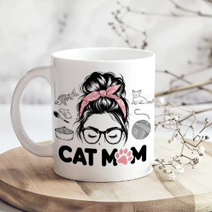 Taza De Café "Mamá Gata" Mujer divertida amante de los gatos li