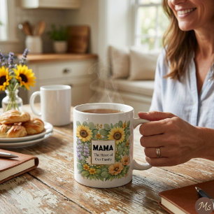 Taza De Café MAMA Girasol Amarillo Lila Lavanda Falso Oro 