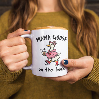 Taza De Café Mama Goose on the Loose Funny Mom Goose Cartoon 