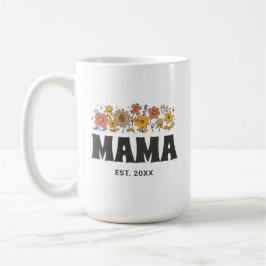 Taza De Café Mama Groovy Flor Retro Vintage Floral Personalizad