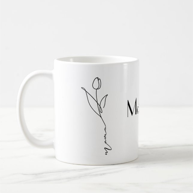 Taza De Café Mamá | Guión mínimo de Moda y tazón de flores (Izquierda)