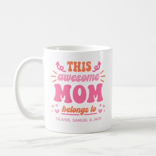 Taza De Café Mamá Increíble Rosa Naranja (Izquierda)