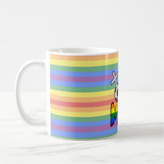 Taza De Café Mamá lesbiana del fútbol (con el arco iris)