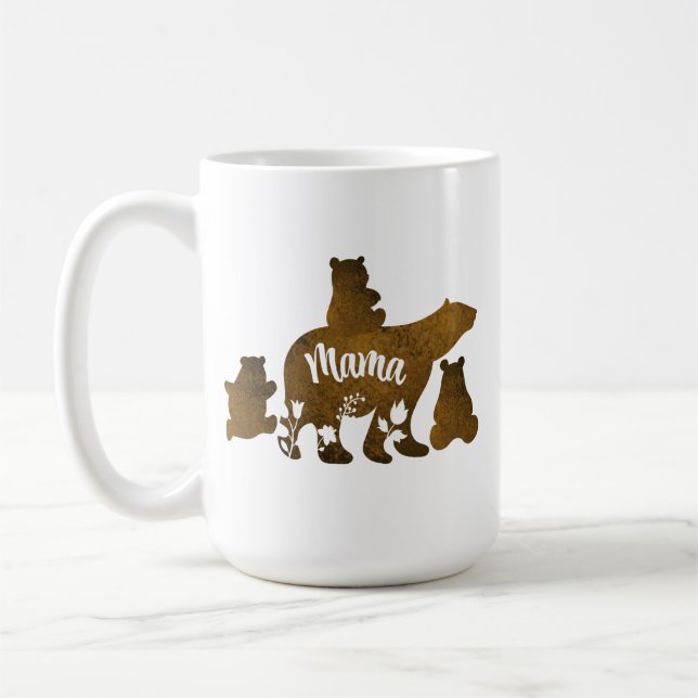 Taza De Café Mamá Lleva 3 Cubos De Oso De Bebé Siguiendo A Mamá (Izquierda)