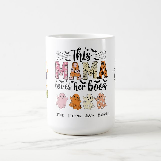 Taza De Café Mama Loves Her Boos Spooky Personalized Halloween (Centro)