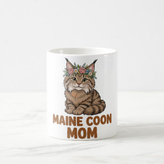 Taza De Café Mamá Maine Coon — Maine Coon esponjoso con flores
