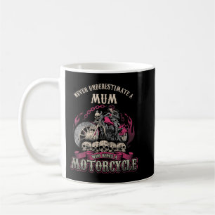 Taza De Café Mamá Mamá Biker Chick Lady Nunca Subestima Motor