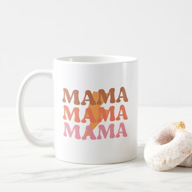 Taza De Café Mamá mamá naranja y rosa café tazón (Con donut)
