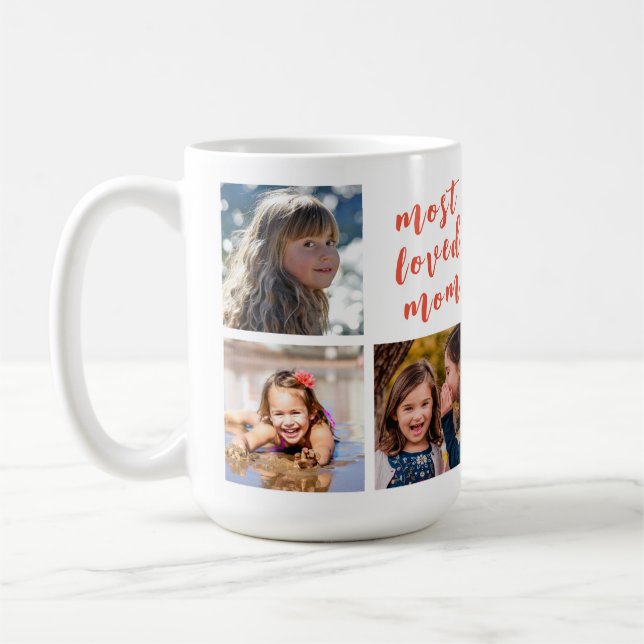 Taza De Café Mamá más querida en escritura rosada moderna 6 fot (Izquierda)