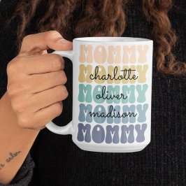 Taza De Café Mamá moderna, niños, nombra regalo del Día de la M