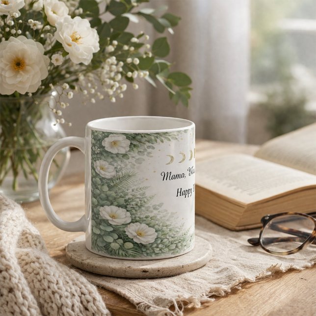 Taza De Café Mama My Guiding Light Botanical Moon Phase Gift (Subido por el creador)