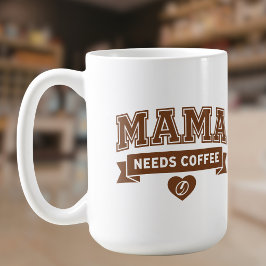 Taza De Café MAMA Necesita Café Marrón Corazón Blanco Grano de 