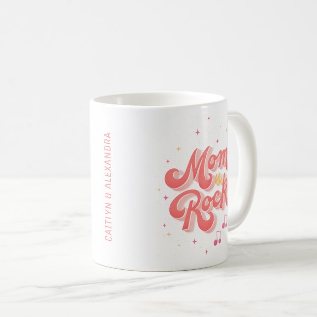 Taza De Café Mamá niños nombre tapografía personalizada (Anverso derecho)