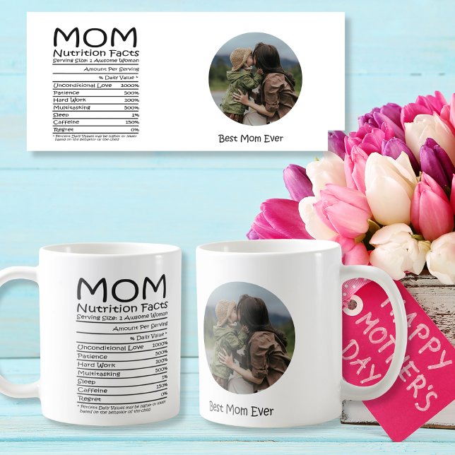Taza De Café Mamá Nutrición es la mejor madre del personalizabl (Mom Nutrition facts Best Mom ever customizable Coffee Mug)