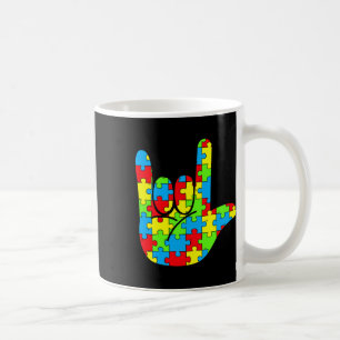 Taza De Café Mamá papá ama al Rótulo Idioma Autismo Conciencia