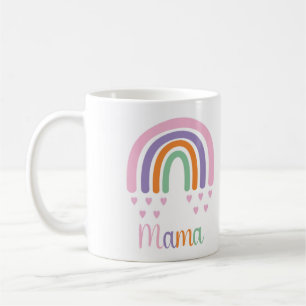 Taza De Café Mama Pastel Arcoiris y Corazones