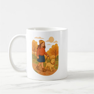 Taza De Café Mamá Perro Adorable Paseando a su Cachorro en un B
