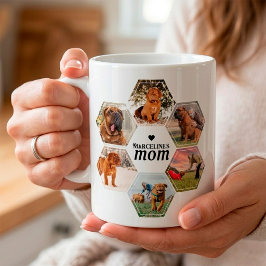 Taza De Café Mamá Perro Collage de Fotos Personalizado con Nomb