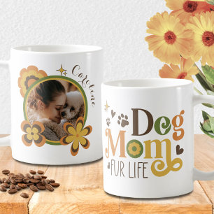 Taza De Café Mamá Perro Foto Retro Personalizada Con Nombre 