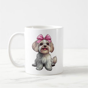 Taza De Café Mamá Perro Havanés Chica Rosa Lazo Coquette
