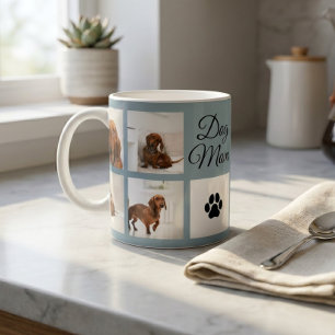 Taza De Café Mamá Perro Huella de Pata Ocho Fotos Personalizada