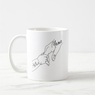 Taza De Café Mamá personalizada y niños tomados de la mano